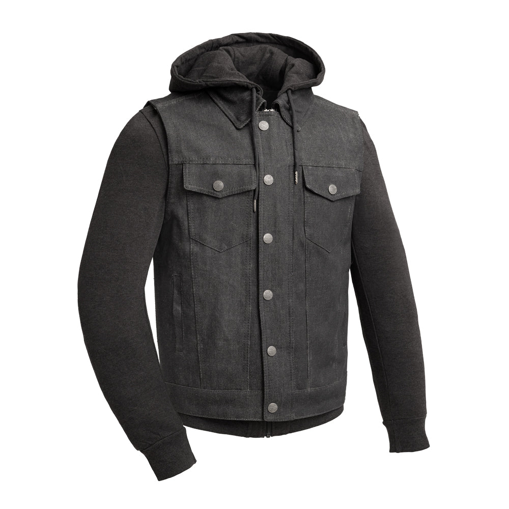 Rook - Men's Motorcycle Denim Vest Men's Denim Vest First Manufacturing Company Black S